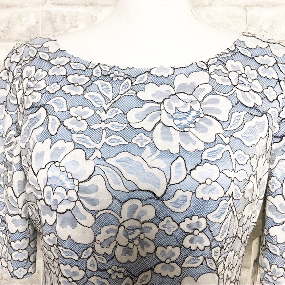 NWT Eliza J | Light Blue Floral Lace Sheath Dress with Low V Back Size 6 - Picture 8 of 12
